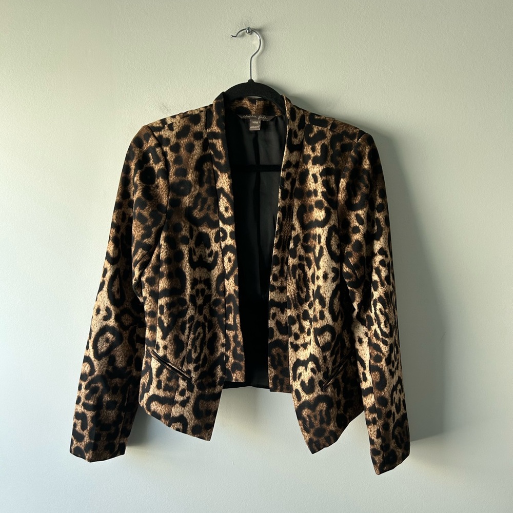 Charlie Jade brown leopard printed lightweight blazer jacket
